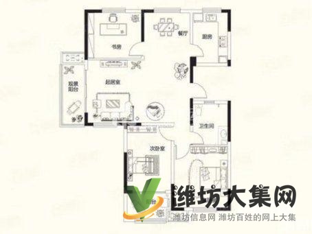 圣菲漫步近134平大三室，客廳帶窗，吐血價 豪德，